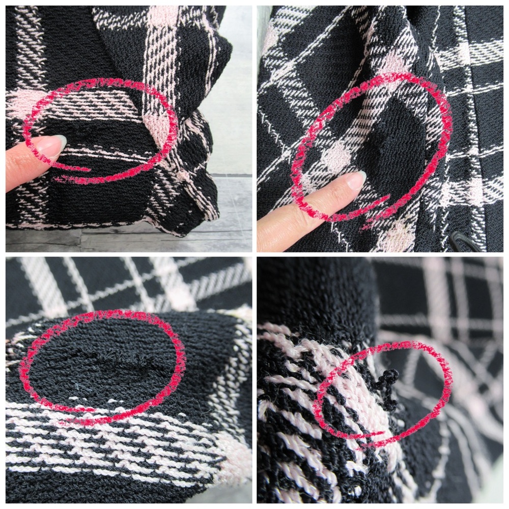 ST. JOHN Santana Knit Pink & Black Plaid Mesh-Fringe Trim Jacket Blazer Size 10 - Picture 9 of 15